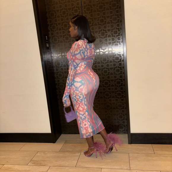 AFRM Shailene Long Sleeve Turtleneck Mesh Dress - Picture 2 of 5